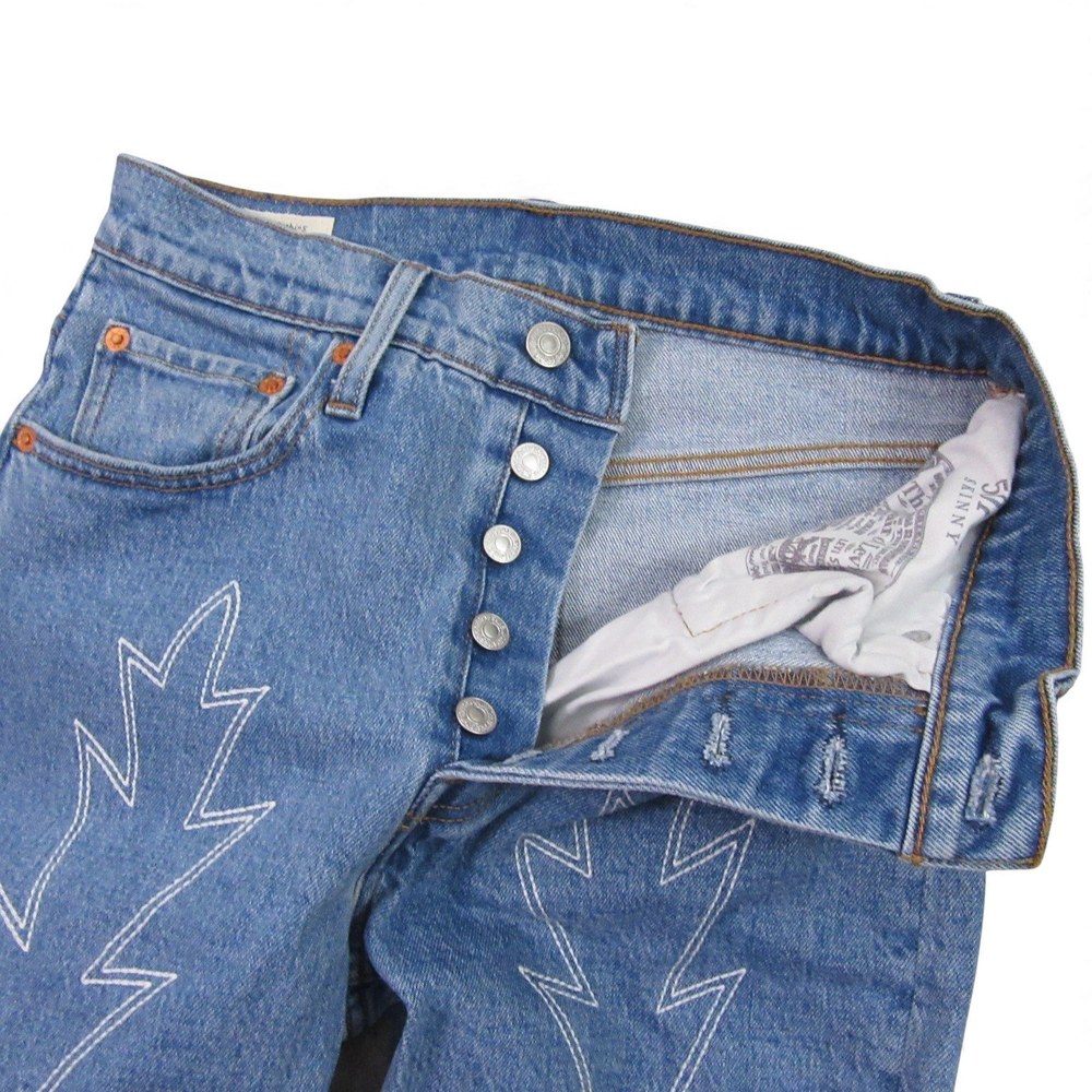 Levis Womens 501S Premium Jeans 26 X 30 Skinny Medium Wash Blue Embroidered - Picture 6 of 11